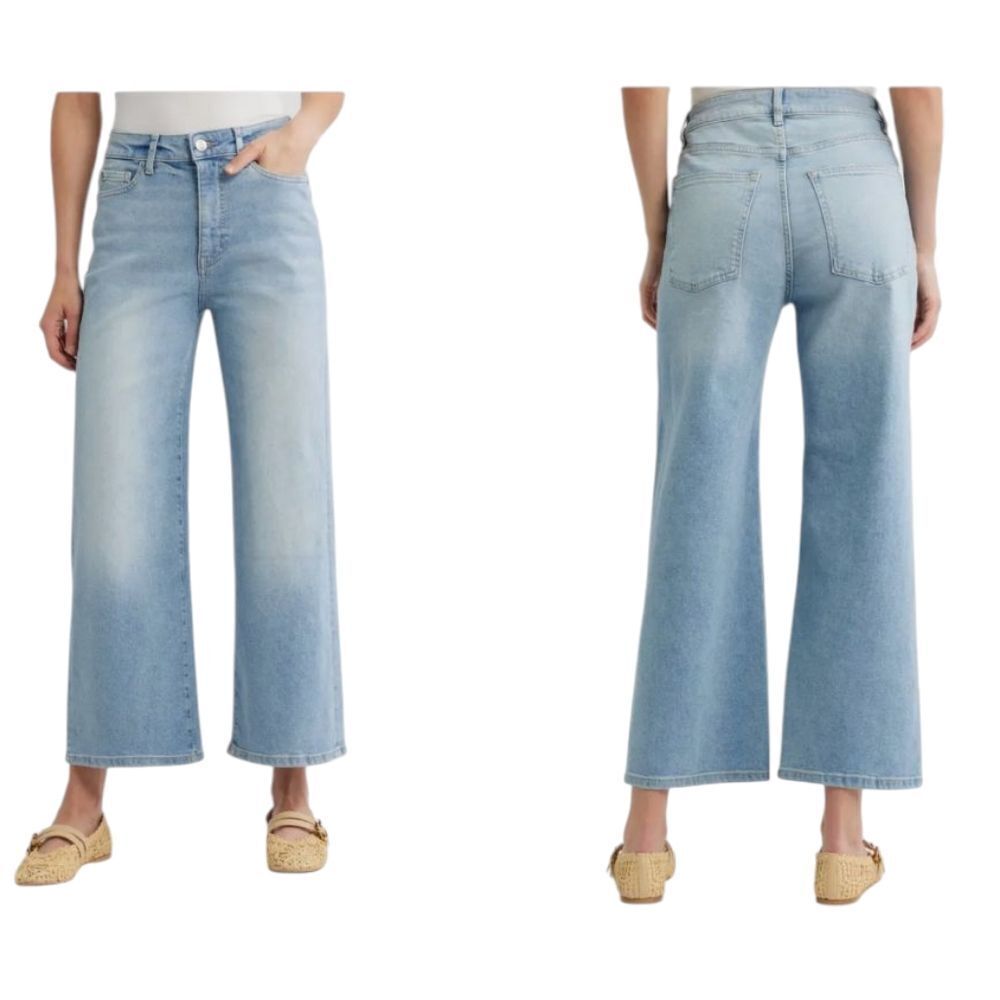Warp + Weft Wide Leg Crop Light Wash Blue Size 6/28